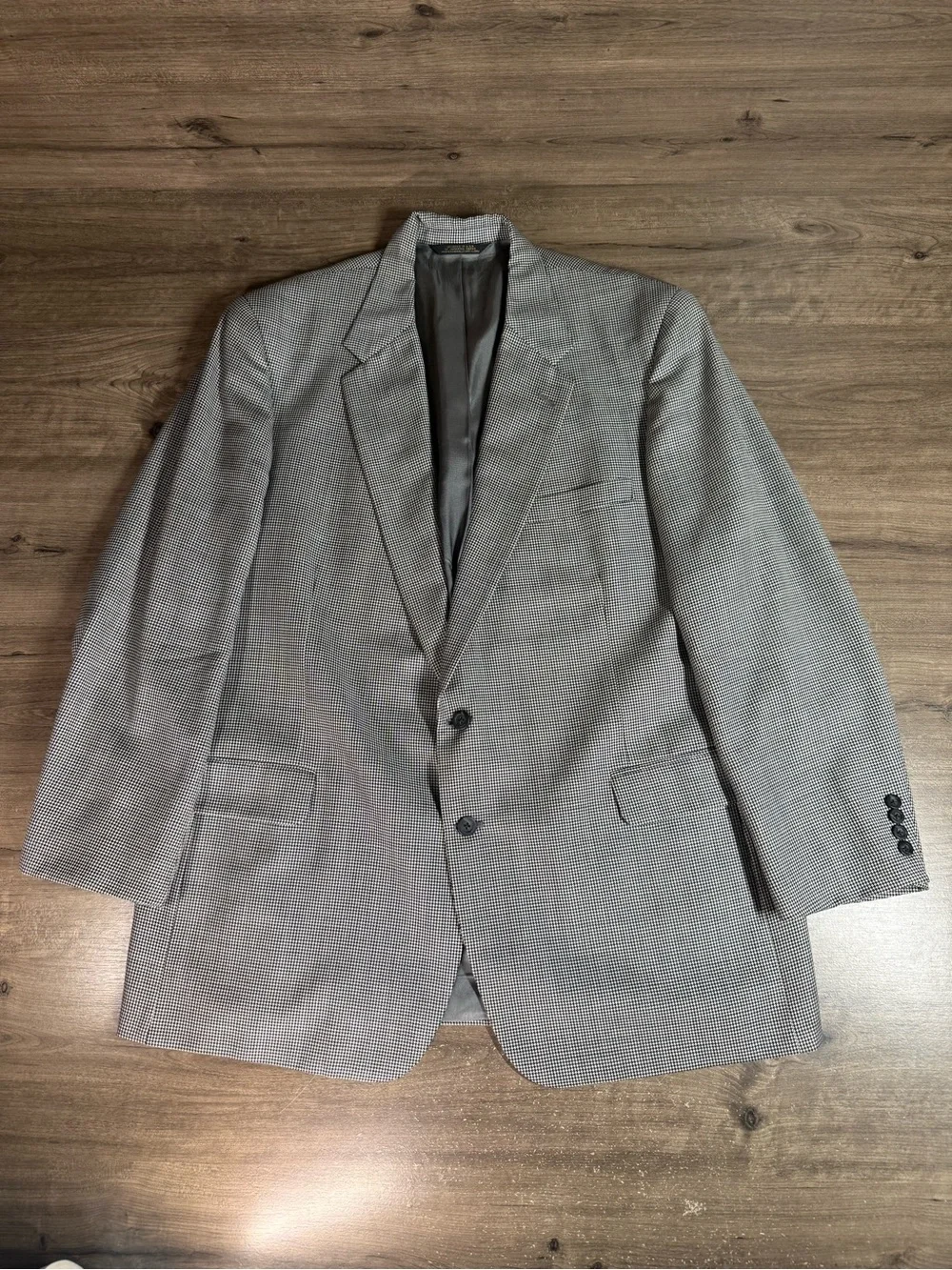 Vintage Tom James EC Men’s Sport Coat Blazer Houndstooth USA Hand Tailored 46R